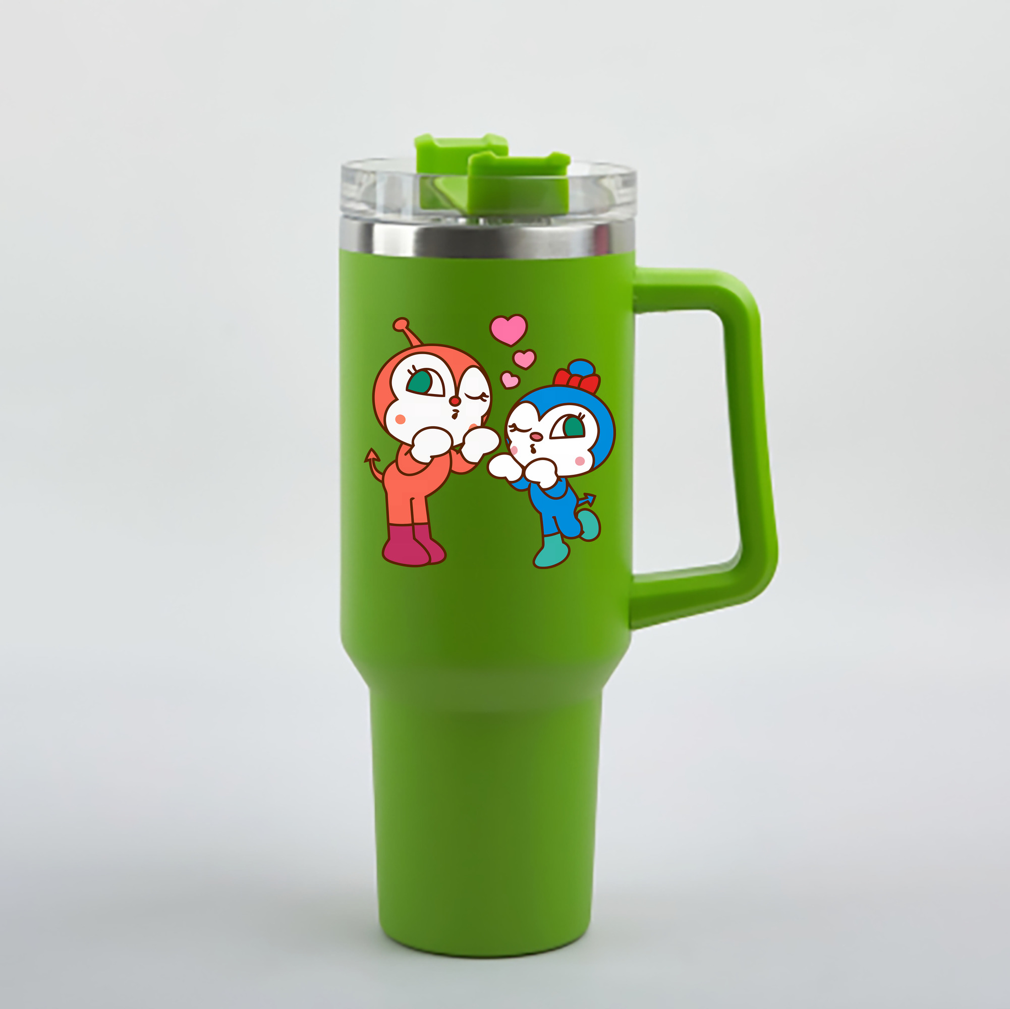 （画像用） アンパンマン Anpanman 1200mL車用タンブラー - クリスタルステッカー（プラスチックストロー付き）